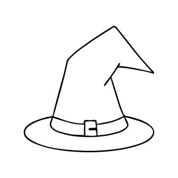 Doodle witch hat. Sketchy pointed hat. Decorative element for Halloween des.. Stock Illustration