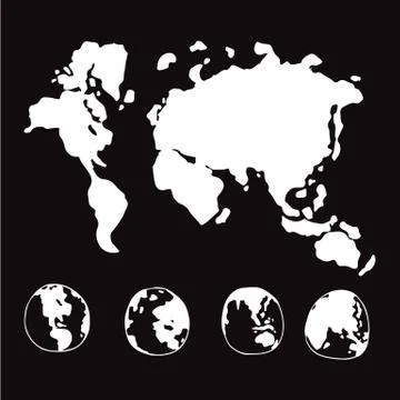 Doodle world globe map icon illustration design Stock Illustration