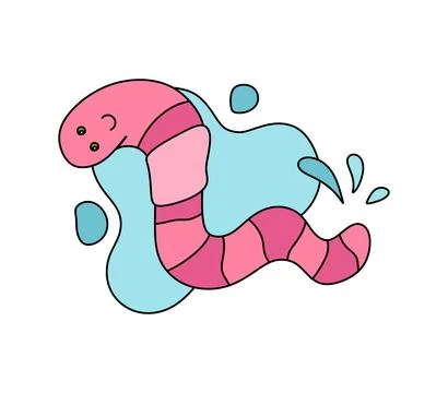 The Doodle Worm is a vector color illustration Isolated on a white Stock Illustration