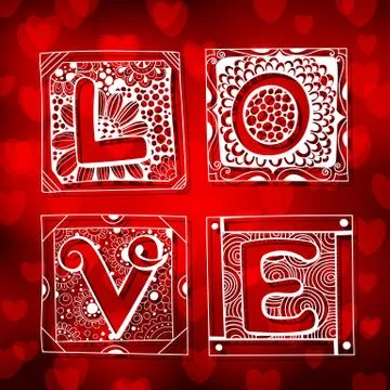 Doodled cards with letters Stock Illustration