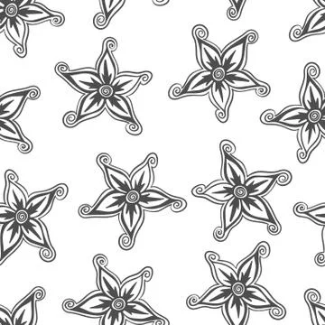 Doodled seamless vector pattern from flowers. Endless vector background Illustrazione stock