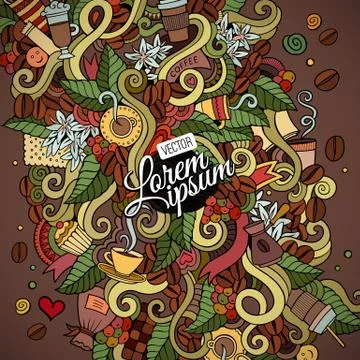 Doodles abstract decorative coffee background Stock Illustration