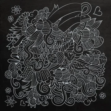 Doodles abstract decorative Easter chalkboard background Illustrazione stock