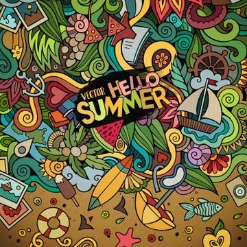 Doodles abstract decorative summer vector illustration Illustrazione stock