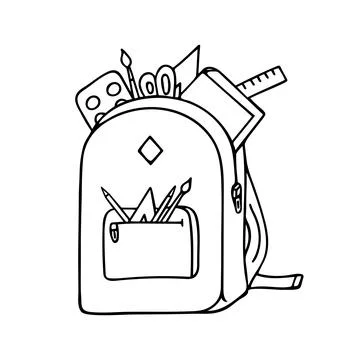 Doodles Backpack isolated on white background. Stock Illustration