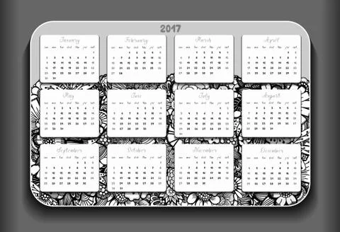 Doodles cartoon Easter Calendar 2017 Stockillustratie