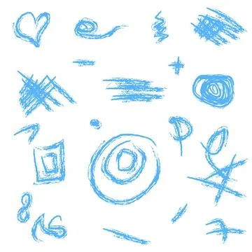 Doodles with charcoal pencil texture. Vector illustration Stock Illustration