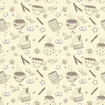 Doodles coffee set. Vector for breakfast Stock Illustration