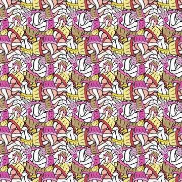 Doodles cute pattern. Black, pink and white on colors. Vector - stock. Nice back Illustrazione stock