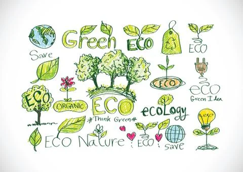 Doodles eco set Stock Illustration