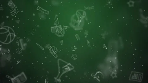 Doodles education. Hand drawn elements on green background back to school Stock Footage 280987598