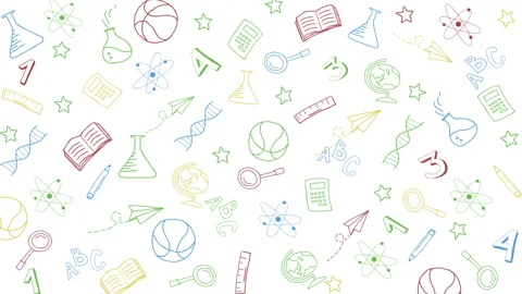 Doodles education. Hand drawn pattern background back to school with icon Stock Footage 313241532