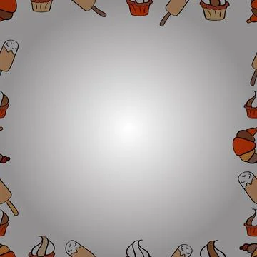 Doodles elements hand drawn frames. Vector. Seamless pattern. Picture in beige, Illustrazione stock