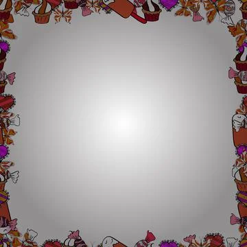 Doodles elements hand drawn frames. Picture in white, orange and black colors. S Stock Illustration