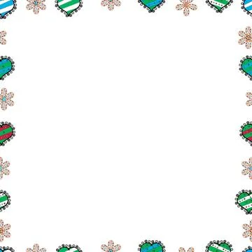 Doodles elements hand drawn frames. Illustration in green, white and black color イラスト素材