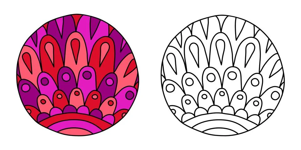 Doodles filled circle Stock Illustration