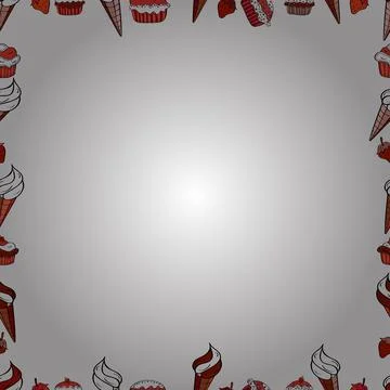 Doodles frame consists of red, black and white border. Vector Background seamles Stock Illustration