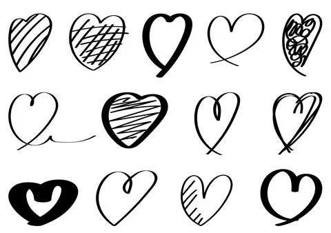 Doodles - Hearts Drawn With Marker Stock Illustration