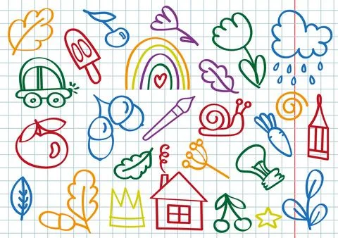 Doodles - Hearts Drawn With Marker Stock Illustration