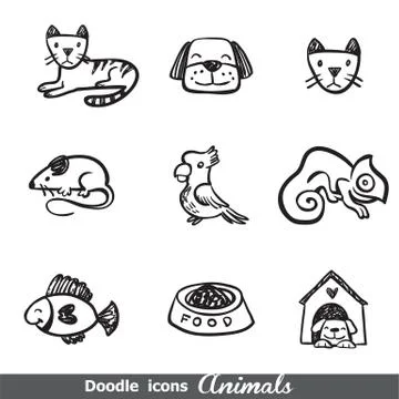 Doodles icons with animals イラスト素材