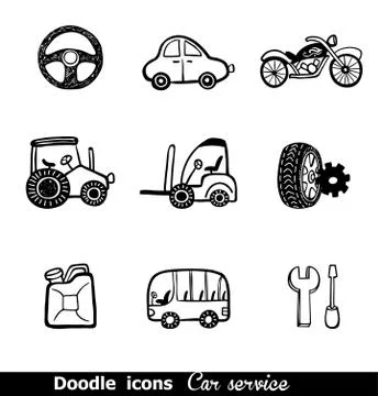 Doodles icons with cars Stock Illustration
