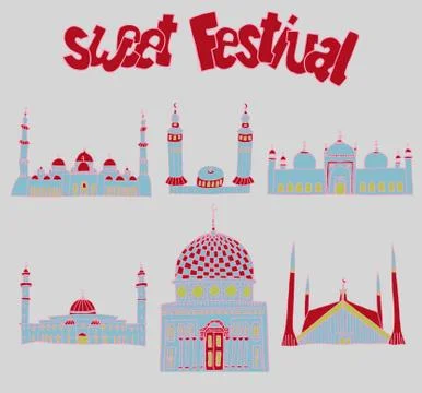 Doodles of mosques Stock Illustration