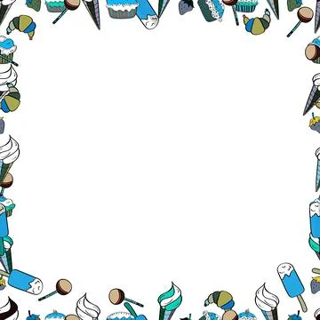 Doodles pattern style. Seamless pattern. Vector. Decorative vintage frames and b Stock Illustration