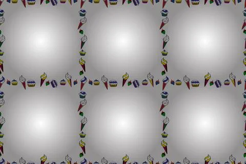 Doodles pattern style. Seamless pattern. Raster. Decorative vintage frames and b Stock Illustration