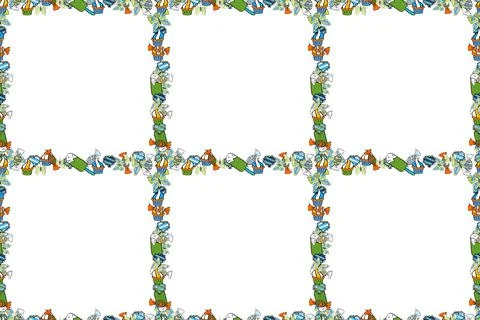 Doodles pattern style. Seamless pattern. Decorative vintage frames and borders. Stock Illustration