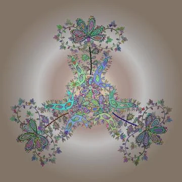 Doodles pattern. Tender fabric pattern. Vector. Blue, neutral and beige on color Illustrazione stock
