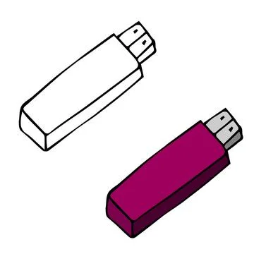 Doodles school education flash drive Stock Illustration