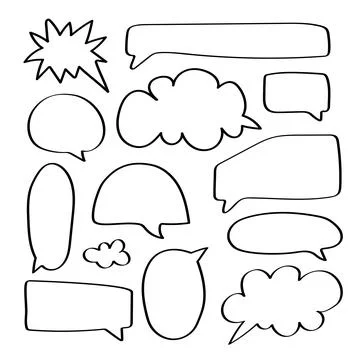Doodles Set of Speech Bubbles in Modern Minimalistic Style Stock Illustration