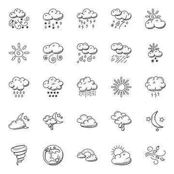 Doodles Set of Weather Stock Illustration