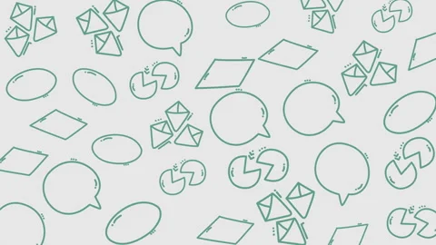 Doodles of speech bubbles, pie charts, and diamonds. Perfect for presentations,  Stock Footage 325605543