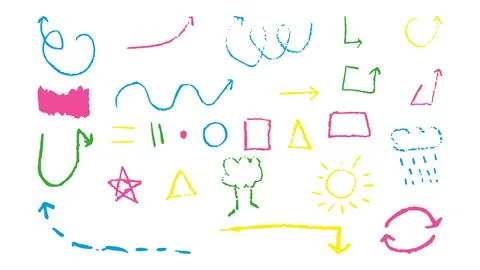Doodles with the texture of wax chalk. Stock Illustration