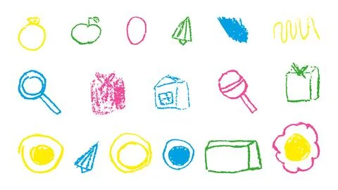 Doodles with the texture of wax chalk. Stock Illustration