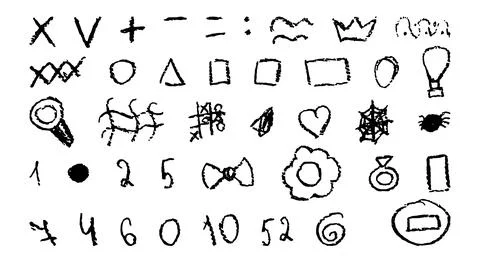 Doodles with the texture of wax chalk. Stock Illustration