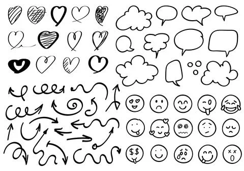 Doodles - Various Shapes And Elements Drawn With Marker Stock Illustration