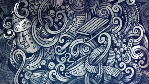 Doodles Winter graphics illustration. Creative cold season art background. Stock Illustration