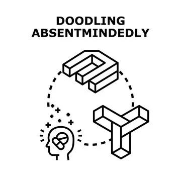 Doodling absentmindedly concept with creative thinking Stock Illustration