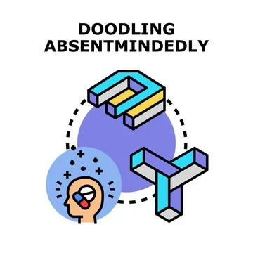 Doodling absentmindedly concept with creative thinking Stock Illustration