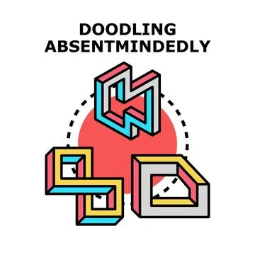 Doodling absentmindedly creating impossible shapes concept Stock Illustration