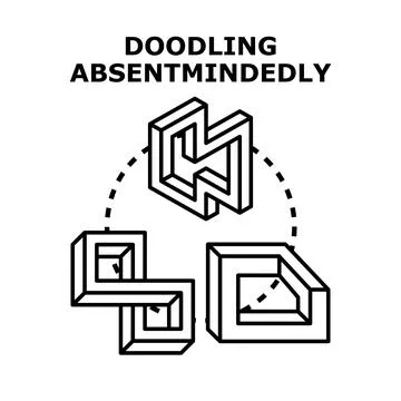 Doodling absentmindedly creating impossible shapes concept Stock Illustration