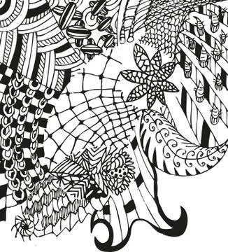 Doodling background with hand drawn abstract patterns Stock Illustration
