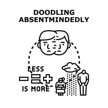Doodling mind illustration demonstrating mental state balance Illustrazione stock