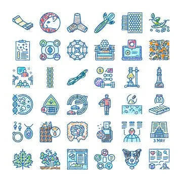 Doodling science, nature and technology icons set Stock Illustration