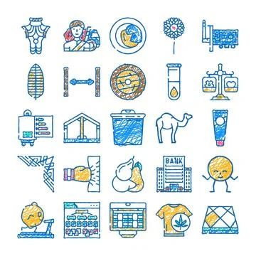 Doodling various concepts and objects collection Stock Illustration