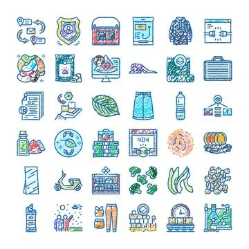 Doodling various concepts using hand drawn scratchy icons Stock Illustration