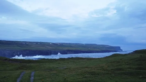 Doolin cliffs, Ireland. Fast timelapse cloudscape over epic Irish rugged Stock Footage 113469411