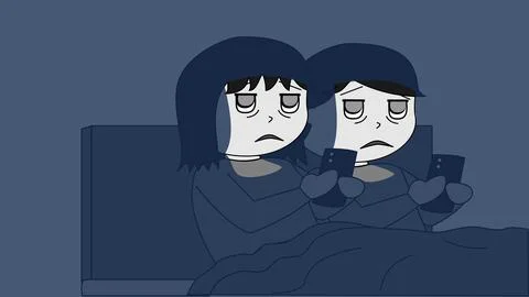 Doom scrolling couple Stock Illustration